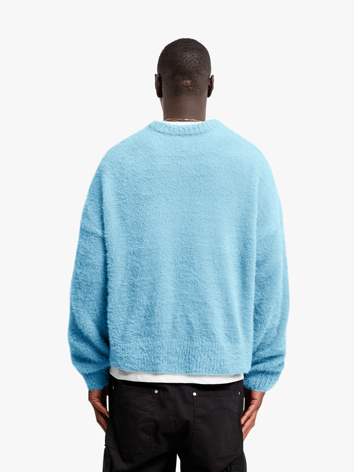 ESSENTIAL FURRY KNIT SWEATER - LIGHT BLUE - Image 5