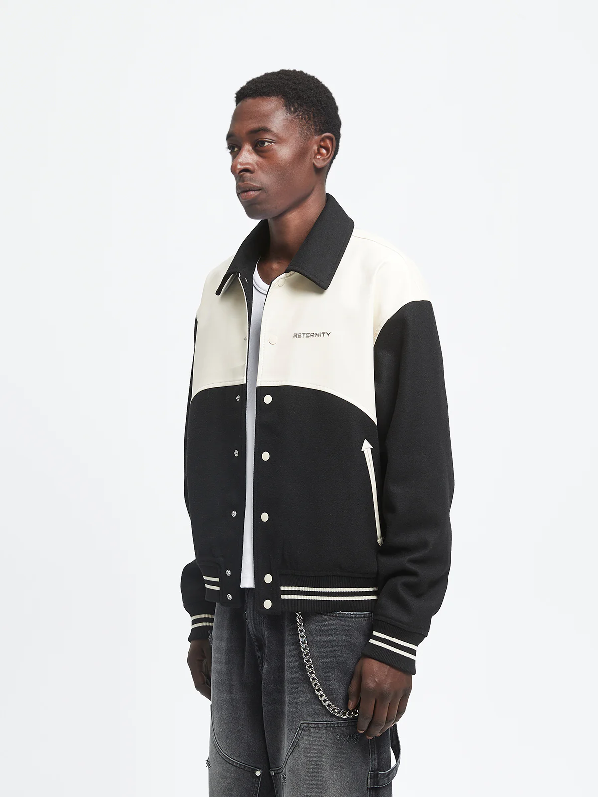 SIGNE VARSITY JACKET - CREAM/BLACK - Image 3